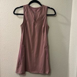 Athleta rose colored tennis dress with raw edge hem
